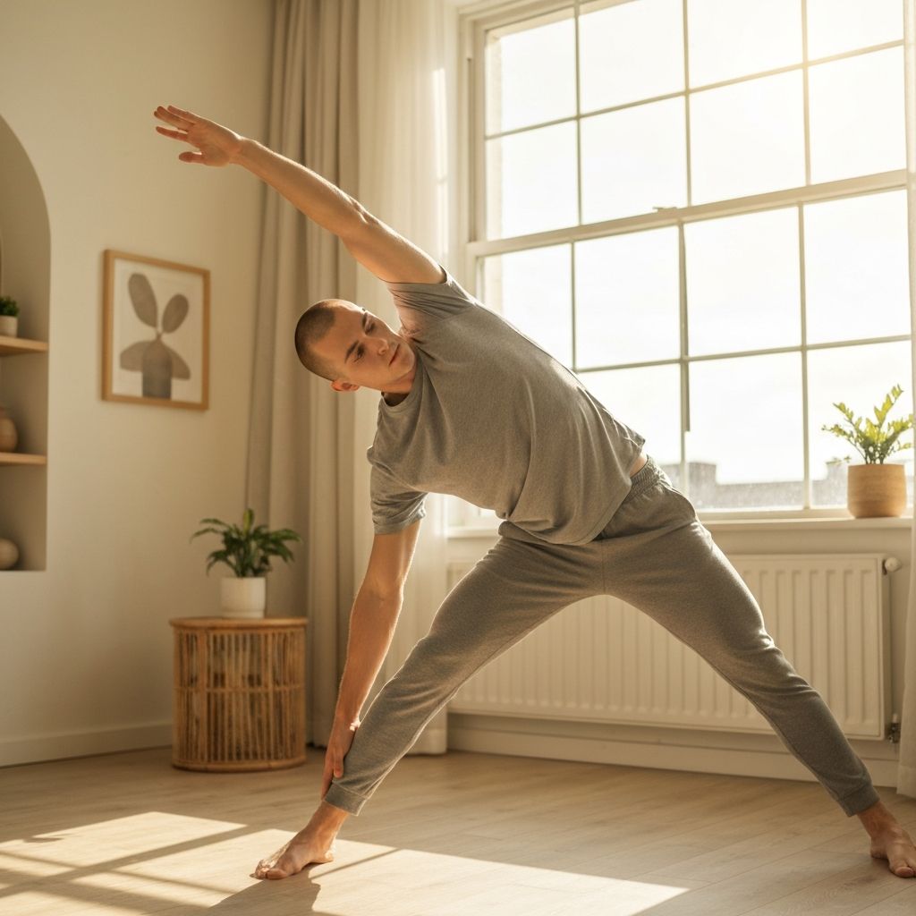 Person performing a standing side stretch